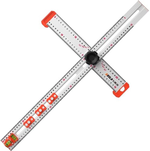 Homaskylynn 2-in-1 Bohrung Positionierung Lineal, 60cm T-Quadrat Lineal, Aluminiumlegierung, Kabinett Loch bohren Vorlage, Kabinett Hardware Jig, Regal Pin Bohren