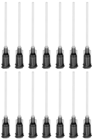 QUARKZMAN 50 stycken 16 g plastdispensernålar med luer-Lock, 1,5 tum PTFE-nålrör, PP värmebeständig plastspets för flytande limpistol, grå