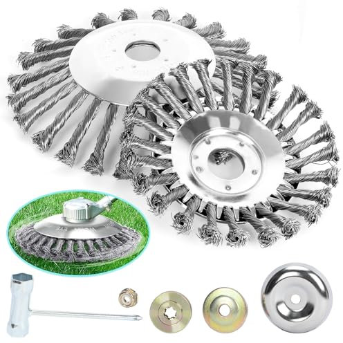 Lot de 2 Brosse Debroussailleuse,Brosses à Mauvaises Herbes, Ouverture de 25,4mm Brosse Débroussailleuse