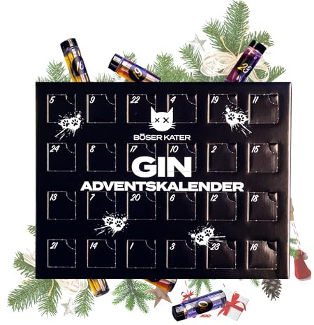 BÖSER KATER Gin Adventskalender | Die perfekte Geschenkidee | Weihnachtskalender für Katzen- und Gin-Liebhaber | Limitierte Auflage | 24 spannende Türchen mit außergewöhnlichen & exklusiven Sorten