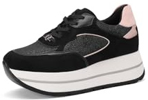 QUEEN HELENA Sneakers Platform Scarpe da Ginnastica Leggere Casual Donna X31-29 (X31-31 Nero, Sistema Taglie Calzature EU, Adulto, Donna, Numero, Media, 37)