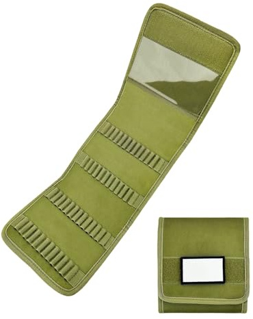 TAMINSTY Ammo Wallet, 50 Rounds Rifle Ammo Pouch for Bullets, Foldable Molle Cartridge Wallet Tactical Bullet Holder Firearm Ammunition Carrier Bag for 9mm .38 .357 .410 .308 30-06 45-70 (Green)