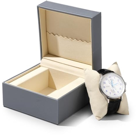 Papten Boîte À Montres En Cuir, Étui De Rangement Pour Montres Connectées Et Montres-bracelets, Avec Coussin Pour Montre Et Compartiment Pour Cartes Cadeaux. Idéal Comme Cadeau (gris)