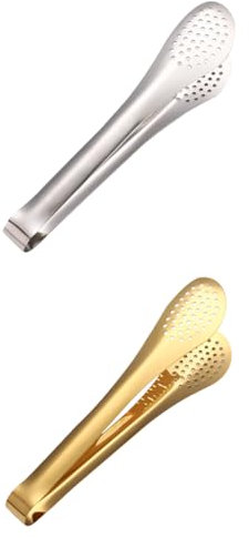 Lot de 2 pinces à glaçons en acier inoxydable - Pinces de cuisine - Pinces à asperges - Pinces à saucisses - Pinces à poisson - Pinces à pâtes - Pinces pour barbecue - Accessoires de cuisine - Pince à