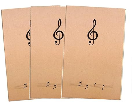 RayLineDo 72 Pages Music Manuscript Stave Staff Notebook For Music Notation Exercise Kraft Brown - 3Pack