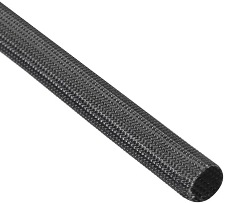 QUARKZMAN 1 Pz Intrecciata Guaina Per Cavi Elettrici, 8mm x 1m, Guaina alta temperatura in fibre di vetro alcali-free, Tagliabile Nascondi Cavi, Cable Management Per TV, Auto, Casa, Nero