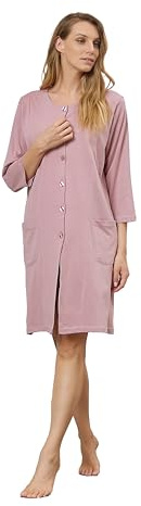 SNELLY Camicia da Notte Estivo Donna Cotone, Camicia da Notte Morbida Manica Lunga Aperta Davanti con Bottoni, Fantasia a Scelta,CL453 Taglie 44 46 48 50 52 54