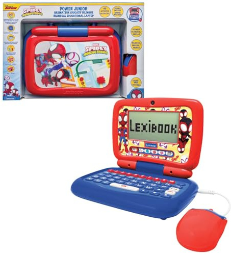 Lexibook, Spidey, Ordinateur Portable éducatif bilingue FRANÇAIS/Anglais, 40 activités, Méthode syllabique et ludique, 3 Histoires animées, Clavier et Souris réalistes, JC398SPi1