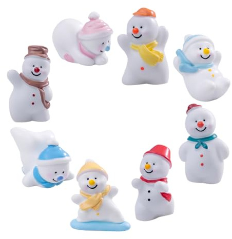 MAGICLULU 8pièces Figurines De Bonhomme De Neige Résine pour Décoration De Noël Ajout pour Mini-Jardin Résistant Décoloration
