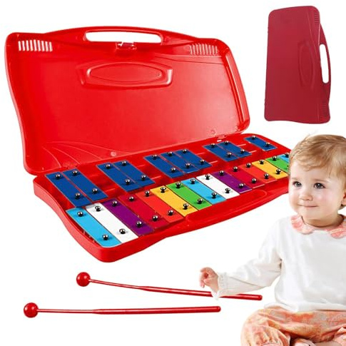 Glockenspiel Xylofon, Glockenspiel för barn, metall, professionellt xylofoninstrument för barn, 25-noter, pedagogiska musikleksaker för födelsedag, påsk, thanksgiving, dag