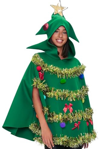 Generisch Vestido de disfraz de árbol de Navidad para mujer, disfraz de árbol de Navidad, traje de carnaval, ropa de árbol de Navidad, disfraz de Navidad para performance, vestimenta festiva