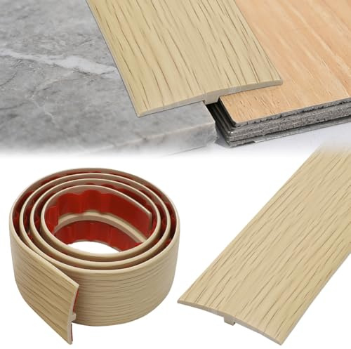 Übergangsprofil Selbstklebend, Übergangsleiste Boden, T Profil Übergangsleiste, Boden Höhenausgleich Abdeckleiste für Türschwellen und Verbindungsböden von Laminatdielenfliesen (Ahorn, 1M * 5CM)