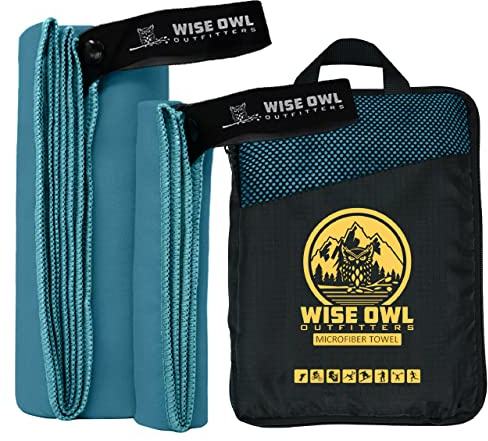 Wise Owl Outfitters Microfiber Camping Towel - Quick Dry Towel for Travel, Backpacking, Hiking, Beach, Gym & Yoga - Compact, Fast Drying & Lightweight