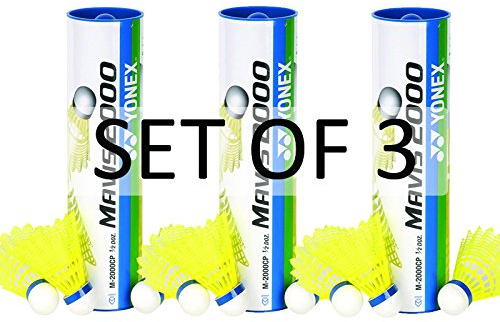 Yonex Mavis 2000 Nylon Badminton Shuttlecock (Yellow 3 Tubes)