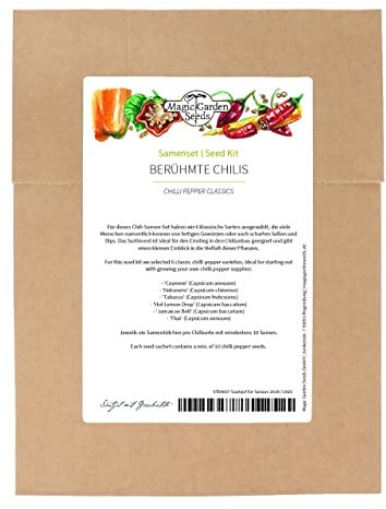 Piments forts classiques - kit de graines avec semences de 6 variétés épicées