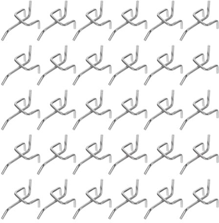DOITOOL Lot de 50 Crochets pour panneaux perforés Crochets en métal pour Panneau perforé accessoires pour panneaux perforés crochets de garage Organisation (5 x 2,5 x 3 cm)