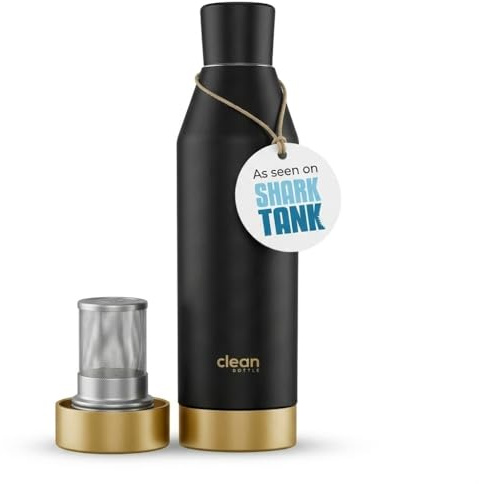 Canteen 17 Botella de agua aislada fácil de limpiar (negro y bronce)