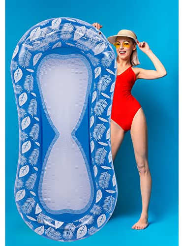 Buen Don Bouee Piscine Adulte avec Tête à Flotteu Adultes Enfants Plage Extérieur Lounger (Bleu