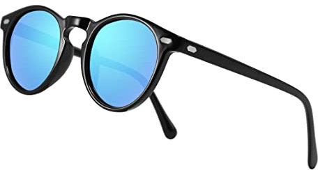 NAKED Optics Gafas de sol polarizadas redondas unisex, Negro (Cristal Azul)