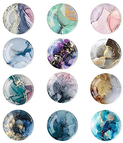 FuninCrea 12 Aimants de Réfrigérateur en Marbre, Aimant en Verre 3D Ensemble Rétro Belle Boîte de Glace en Marbre avec Décoration de Tableau Blanc de Bureau (C)