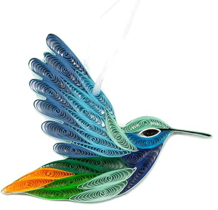 Hummingbird, Handmade Quilling Paper Ornament, Eco-friendly for Bird Lovers