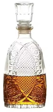 Provance Carafe décorative en verre pour whisky, cognac, scotch, brandy, sherry, 27 x 10,7 x 8,5 cm, avec bouchon en verre