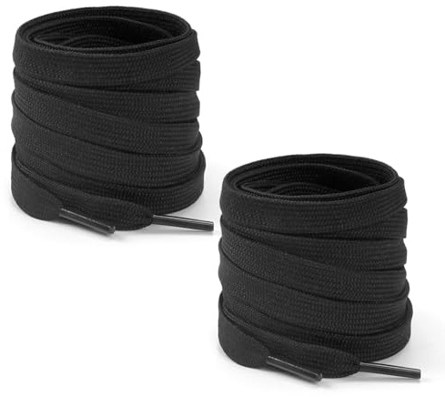 Cosysparks 2 Pairs Kids Shoe Laces, 80cm Short Shoe Laces Thick Flat Shoe Lace Kids Black/White Shoe Lace for Trainers Sneakers Boots Casual Hiking Board Shoe (Black)