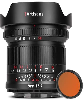 7artisans Objectif grand angle F5.6 de 9 mm plein cadre de 132 °, distorsion presque nulle, distance de mise au point minimale de 0,2 m, compatible avec Sony A7 Series A7R A75 A7SII A9 A7C A1 (filtre