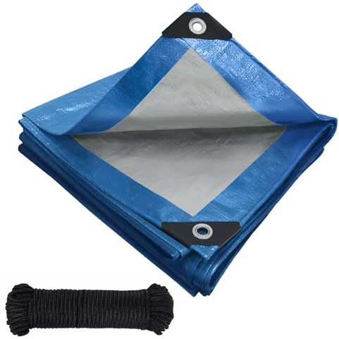 Lona de lona impermeable con ojales, 120 g/m², lona de polietileno para camiones, resistente a la intemperie, al polvo, a los rayos UV, al desgarro, para muebles de jardín, madera, coche, barco,