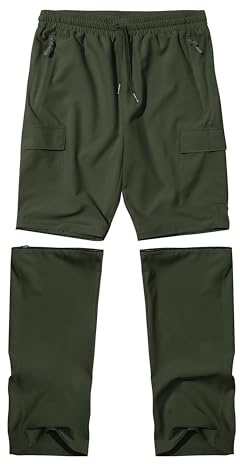 Kids Zip Off Pants to Shorts Boys Hiking Scout Size 6-8 Outdoor Convertable Pants Quick Dry Waterproof Lightweight UV Protection Army Green XXS