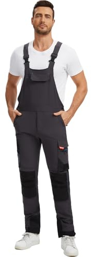 WORK IDEA Peto de trabajo para hombre con buena elasticidad, muchos bolsillos y uso parcial de tejido Cordura para una mayor resistencia a la abrasión, adecuado para diferentes entornos de trabajo