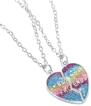 XENQITO 2 Pcs Collana BFF per 2, 2 Pz Collana Cuore Spezzato Collana Amicizia per 2 Collane per Bambine e Ragazze Collana Dell'amicizia Gioielli Regalo per Ragazze, con Incisione Set Migliori Amici