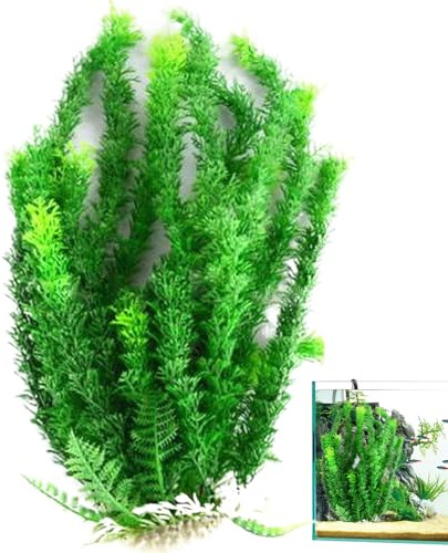 AZIDWERYQ Akvarieväxter 18,5 x 4 stora akvarium växter realistisk konstgjord vattenlevande gör-det-själv vänlig lågt underhåll akvarium dekorationer akvariedekorationer stor