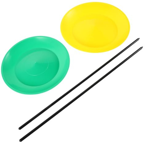 Uonlytech 2 pezzi Piatti Colorati con Bastoncini per Principianti Gioco da Circo per Sviluppo Abilità e Spettacoli Design Unico e Accattivante per Feste e Performance