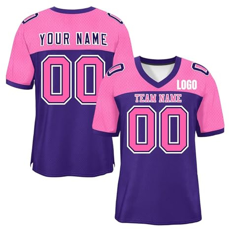 WEOPLKIN Maglia da Rugby Uomini Donne Giovani Bambini Personalizzazione Completa Nome Numero Logo, Traspirante e Resistente rosa