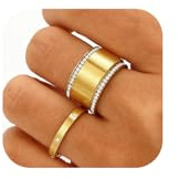 Emibele 3 Pack Stackable Gold Rings for Oura Ring Gen 3/Oura Ring Gen 4, 14K Gold Plated Stainless Steel No Tarnish Gold Stacking Ring, Cubic Zirconia Oura Stack Rings, Jewelry Gifts for Women, Size 7