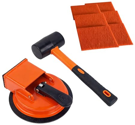 Attrezzo di fissaggio a pavimento ad alte prestazioni con martello in gomma per laminato/vinile con 6 cuscinetti adesivi per texture più profonde
