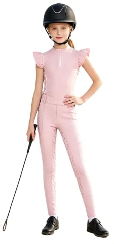 Eulervate Fille Chemise D'Équitation Pour Ensemble Pièces Jodhpur Spectacle Rose 11-12 ans