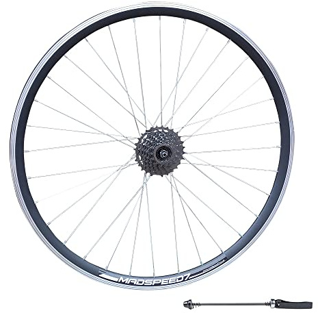 Madspeed7 QR 700c (ETRTO 622x14) Road Racing Bike REAR Wheel + 8 speed Freewheel (13-28t) - Suitable for Rim Brake only - Sealed Bearings Hub (Very smooth hub) - Double Wall - 32x Spokes