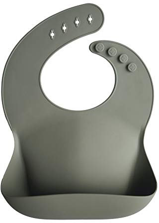 mushie silikon bib für Kinder | Lätzchen mit Auffangschale | BPA frei wasserdicht | Abwaschbar Lätzchen mit verstellae Passform | Sichere & Hochwertige für Kleinkinder & Baby | Silver Sage