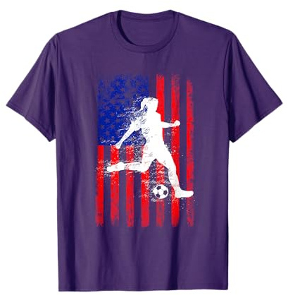 USA American Flag Soccer Shirt for Girls Women T-Shirt