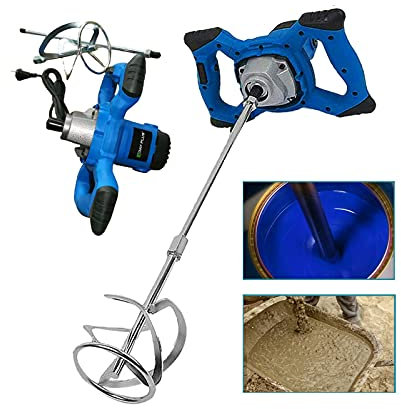 Mescolatore per malta da 2600 W, Miscelatore per colla Elettrico Betoniera Cemento, 6 velocità variabili, manici ergonomici, filettatura M14