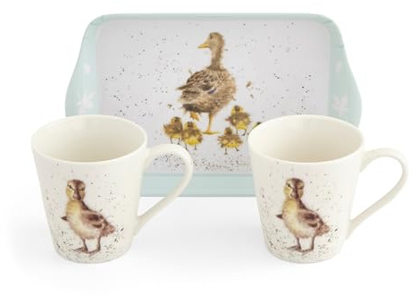 Portmeirion Home & Gifts Wrendale Designs Lovely Mum Duck & Ducklings Ceramic Mug and Tray Set by Royal Worcester, Multicolour (X0011659124)