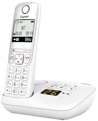 Gigaset A695A - téléphone DECT sans fil avec répondeur - grand écran à haut contraste - qualité audio exceptionnelle - profils sonores réglables - fonction mains libres - protection d'appels, Blanc
