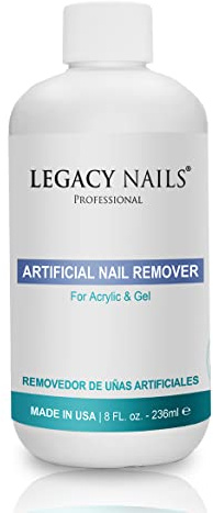 Legacy Nails Artificial Nail Remover 8 FL OZ / 236ml - Professional Nail Salon Formula โ Removes Acrylic and Gel โ Performs Gently and Quickly - Perfect for Nail Wraps or Soaking Trays