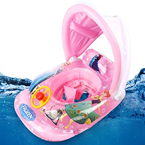 Yisscen Baby Schwimmring, Schwimmring Frozen, Kinder Schwimmring mit Sonnenschutz, Baby Pool Schwimmring, Aufblasbarer Schwimmreifen, Für 1–5 Jahren Kinder Jungen Mädchen Baby Schwimmhilfe