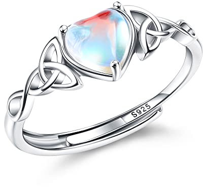 MILACOLATO Ring Silber 925 Damen Mondstein Ring Verstellbar Mondstein Ringe Silber Vintage Ringe Frauen Keltisches Dreieck Zirkonia Ring Oval Rund Herz Edelstein Ring Schmuck Für Sie Mit Geschenkbox