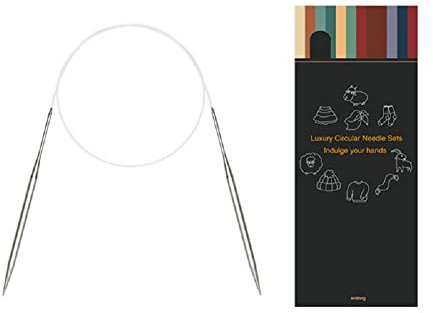 JOZEA Rundstricknadel 100cm, Silbrig Metal Stricknadeln, Buntes Stahldrahtseil, 100cm/4.5MM