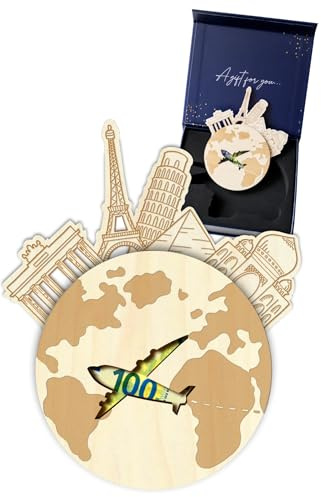 JoliCoon Globe Cadeau d'argent Voyage - Carte du Monde Cadeau d'argent - Caisse de Voyage Vacances
