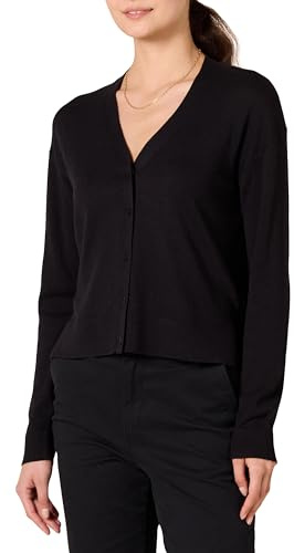 Amazon Essentials Women's Lightweight V-Neck Cardigan Sweater, Black, Medium